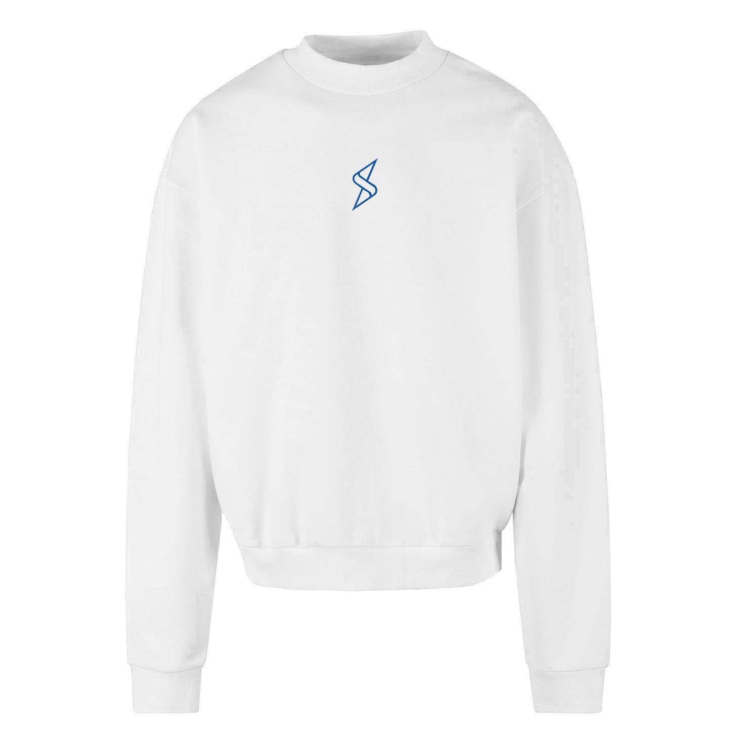 Col rond en coton épais monogramme bleu