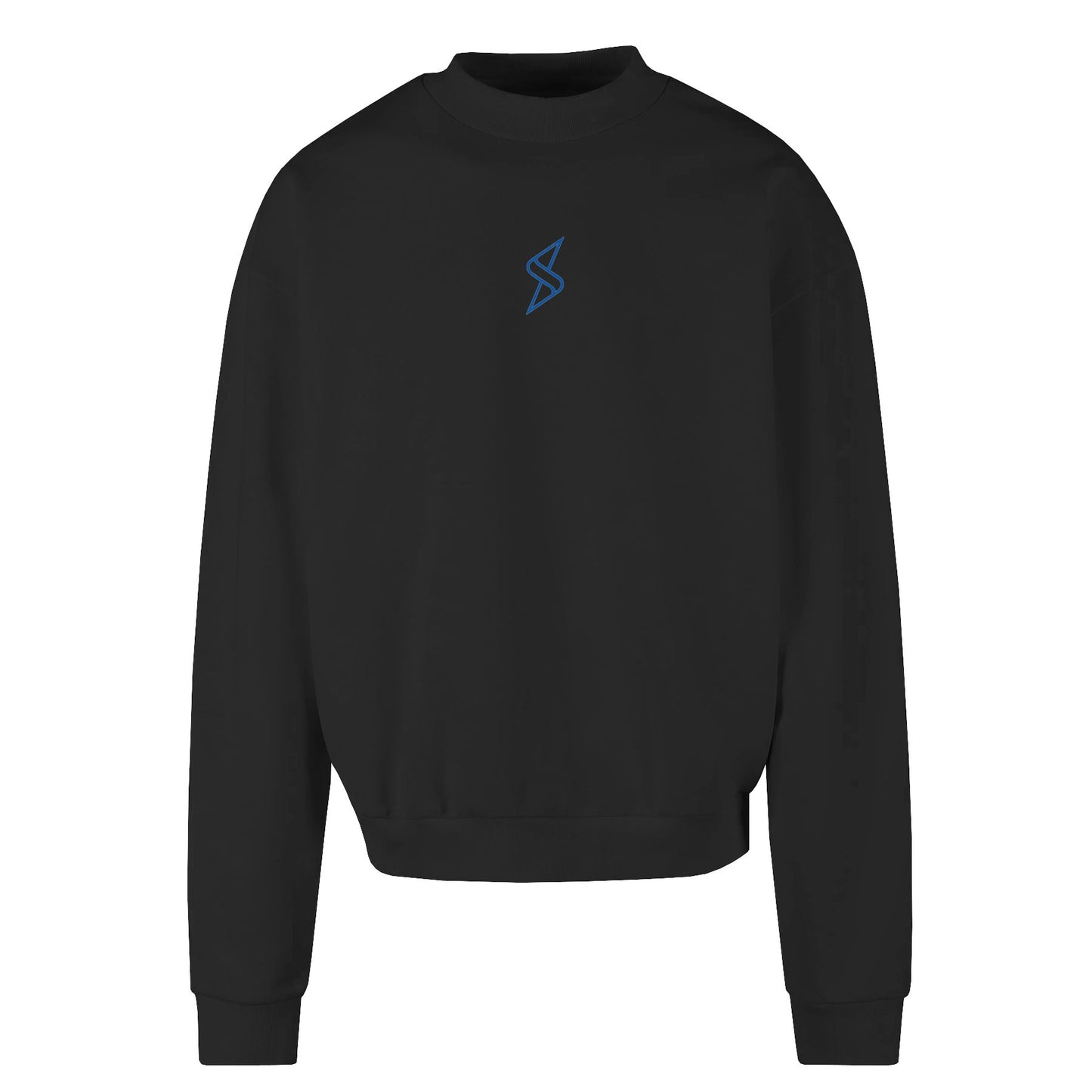 Col rond en coton épais monogramme bleu
