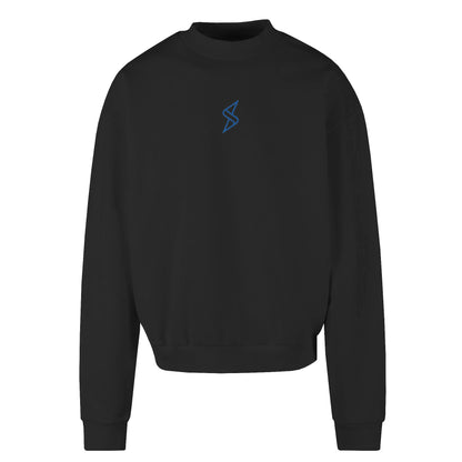 Col rond en coton épais monogramme bleu