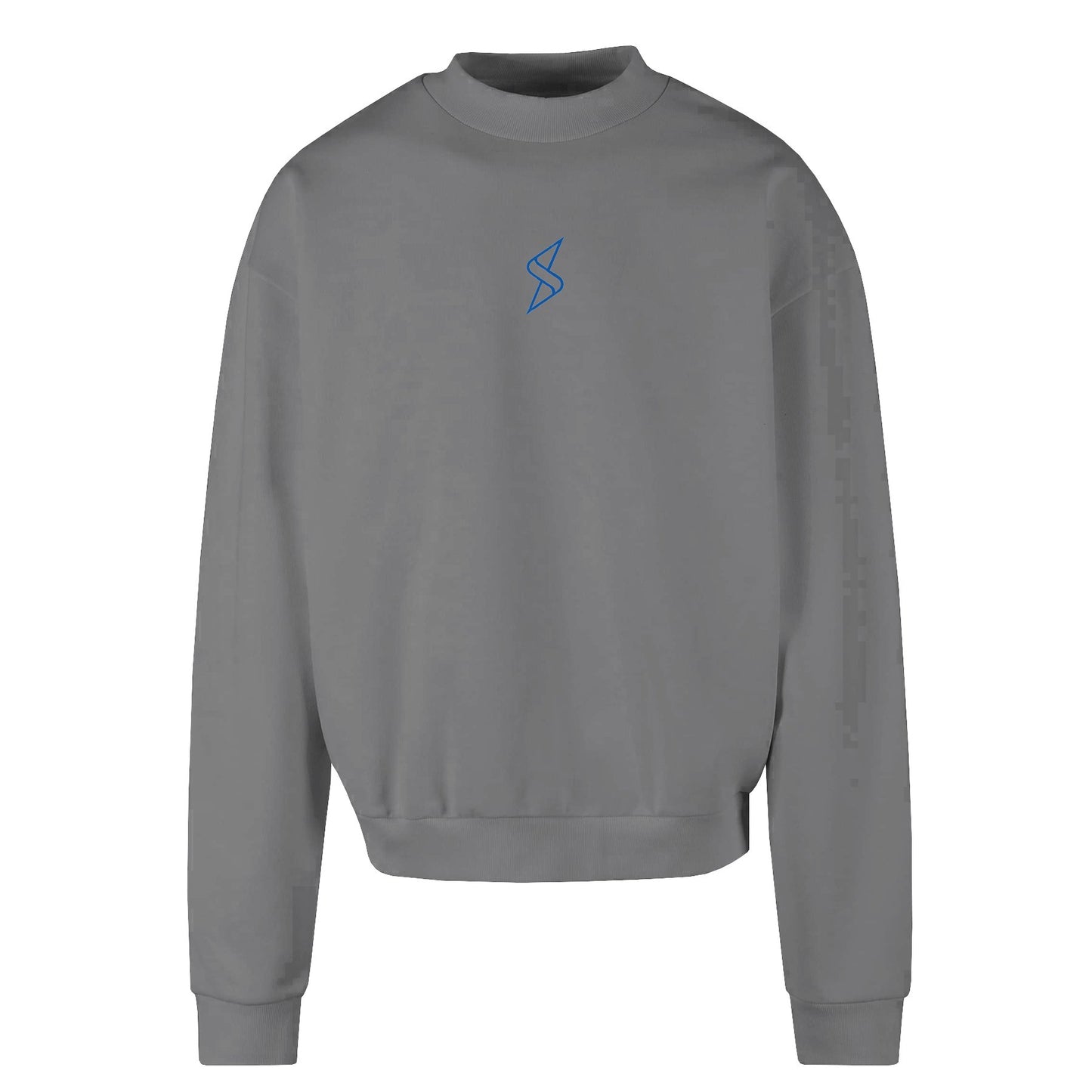 Col rond en coton épais monogramme bleu